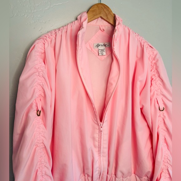 Vintage Bomber Jacket Windbreaker 80's Ken Pink by Abraxas Track Style SZ XL NEW - Picture 8 of 16